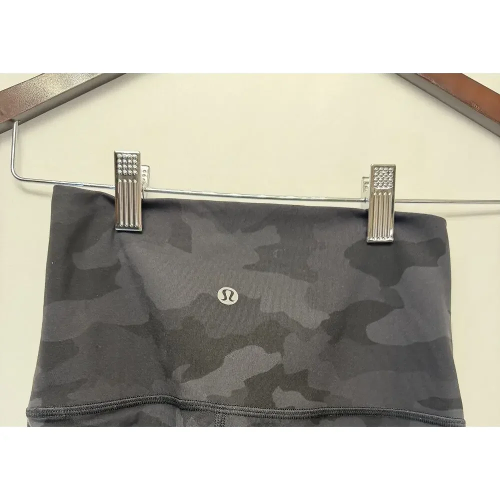 Lululemon Women's Black Gray Camouflage Fast and Free high‎ rise Leggings
